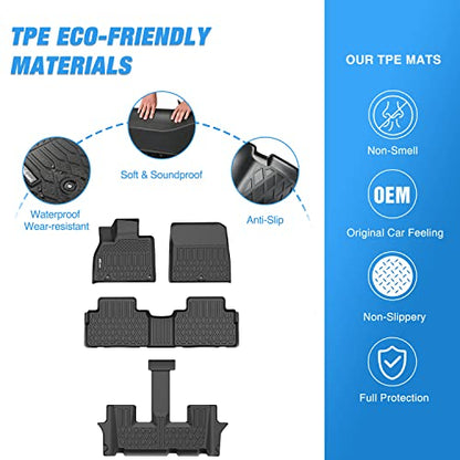 TPE Floor Mats for Kia Telluride with 2nd Bucket Seats