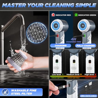 Handheld Car Vacuum Portable Cordless17000Pa HL132 Silver