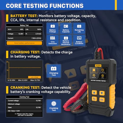 Car Battery Tester 12V 24V Cranking Charging Load 30