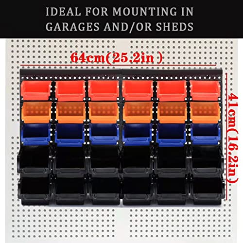 Wall Mounted Storage Bins Parts Rack 4 Colors Bin Organizer Garage Plastic Shop Tool