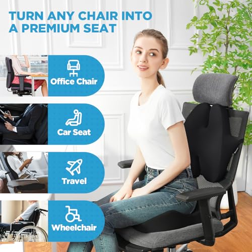 Seat Cushion & Lumbar Support Pillow for Office Chair