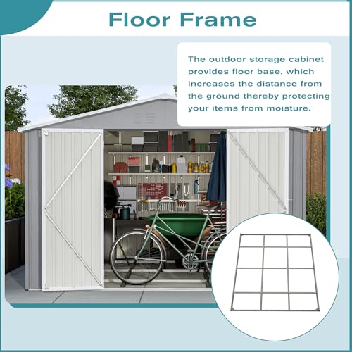 10x12 FT Outdoor Storage Shed with Floor Frame Kit