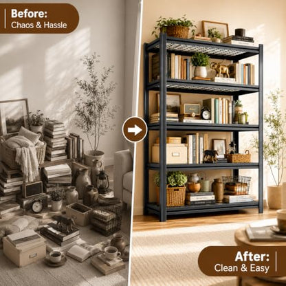 Heavy Duty Metal Bookshelf Adjustable Storage Shelving Unit for Home Office
