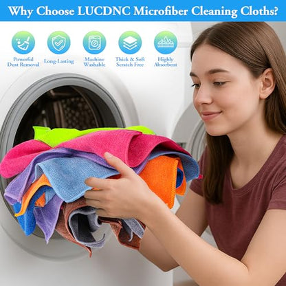 Microfiber Cleaning Cloths 16 Pack 8 Colors 11.5"x11.5" (16 Count)