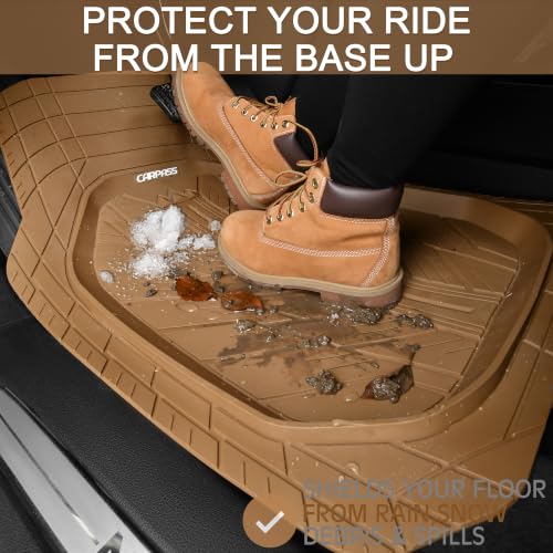 Tire Tread DeepDish Rubber Floor Mats for car Heavy Duty car mats All Weather (4 Count)