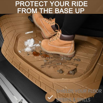 Tire Tread DeepDish Rubber Floor Mats for car Heavy Duty car mats All Weather (4 Count)