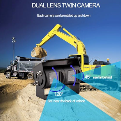 AHD 1080P 7" Rear View Backup Dual Twin Lens Waterproof Camera System