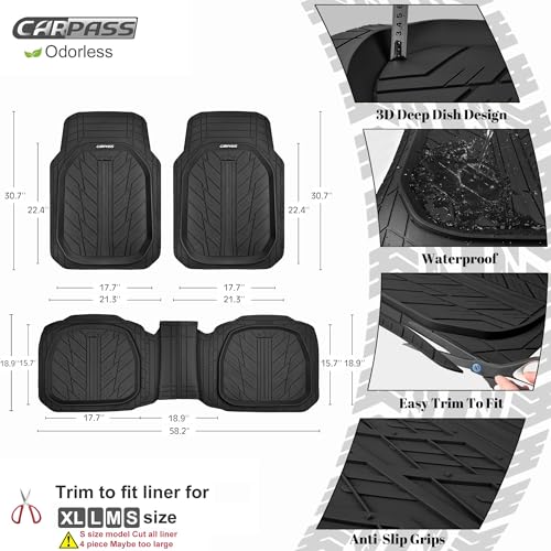 3 Row Heavy Duty Rubber Car Mats (4 Count)