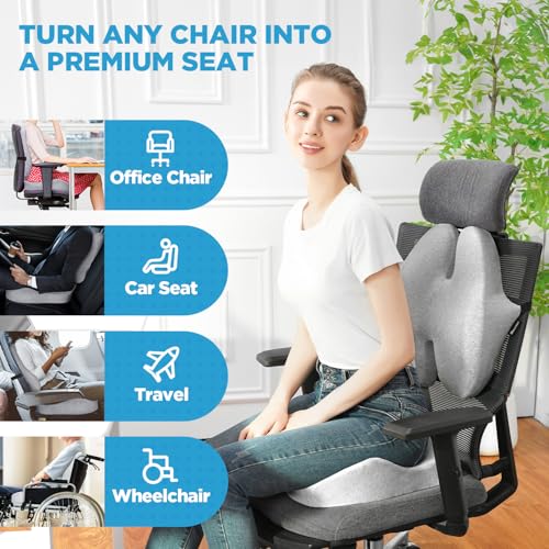 Seat Cushion & Lumbar Support Pillow for Office Chair