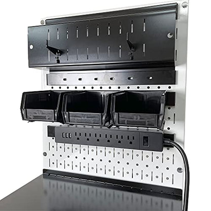 Power Tool Storage Organizer Kit Cordless Drill Holder Charging Station Rack 16” x 32” Metal Pegboard Organization System