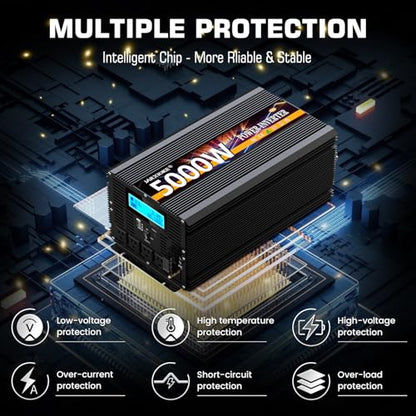5000 Watt Power Inverter 12V DC to 110V 120V Converter for Family RV Off Grid Solar System Car with Type