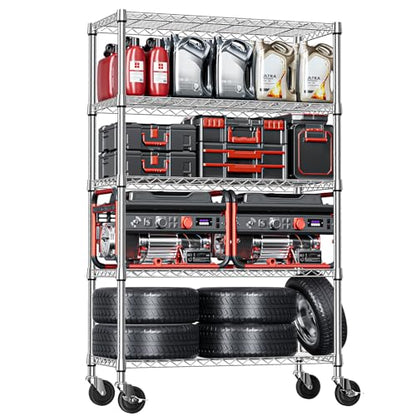 5 Tier Storage Shelving Unit with Wheels (5 Count)