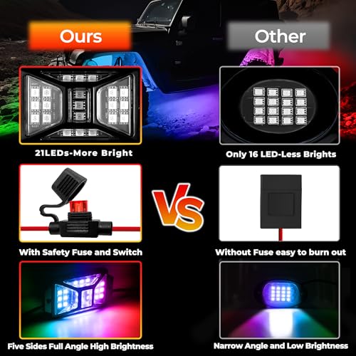 4 Pods 84 LEDs 5 Sides RGB Rock Lights for Trucks (4 Count)