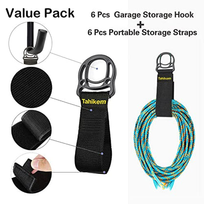 6 Pack 9 Inch Wall Mount Garage Storage Hooks for Ladder & Tools (6 Count)
