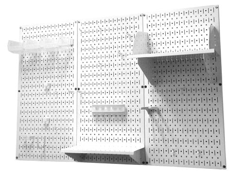 Pegboard Organizer 4 ft. Metal Pegboard Standard Tool Storage Kit with White Toolboard and White Accessories