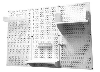 Pegboard Organizer 4 ft. Metal Pegboard Standard Tool Storage Kit with White Toolboard and White Accessories