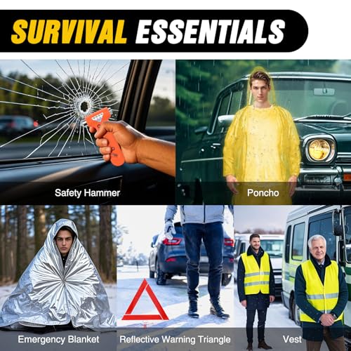 Car Roadside Emergency Kit with Jumper Cables Air Compressor