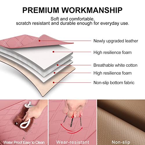 2 Pack Leather Front Car Seat Bottom Covers Pink (2 Count)