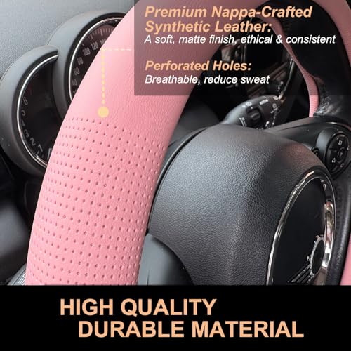 Nappa Leather Steering Wheel Cover Universal 14.5