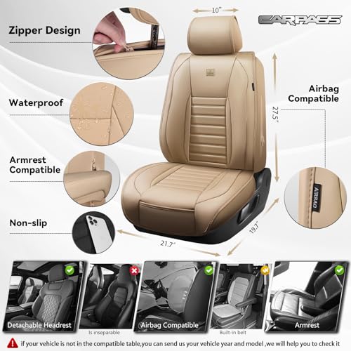 Nappa Leather Car Seat Covers Front Seats