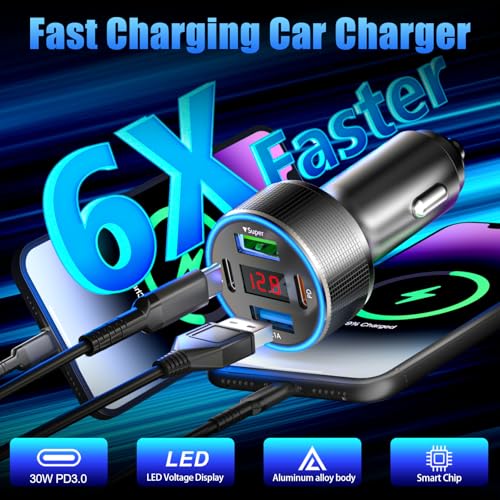 Car Charger USB C Fast Charging with 60W USB