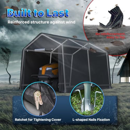 7x12 ft 2 Roll up Doors & Vents Outdoor Portable Storage Shelter Garage Tent Carport for Motorcycle ATV with Heavy Duty Metal Frame and Anti
