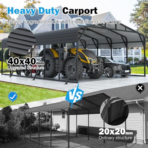20X30 FT Heavy Duty Metal Carport Canopy with Triangle Frame Base