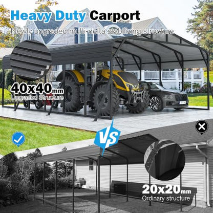 20X30 FT Heavy Duty Metal Carport Canopy with Triangle Frame Base