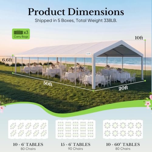20x50 Heavy Duty Party Tent Outdoor Canopy with Church Windows