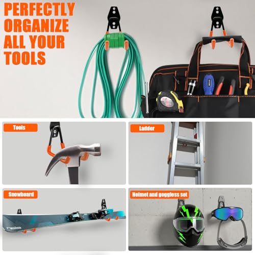 Heavy Duty Garage Storage Hooks 2 Pack Garage Tool Organizer Wall Mount (2 Count)