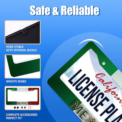 Mexico Flag License Plate Frame Stainless Steel Car Accessory 6.3x12.3Inch
