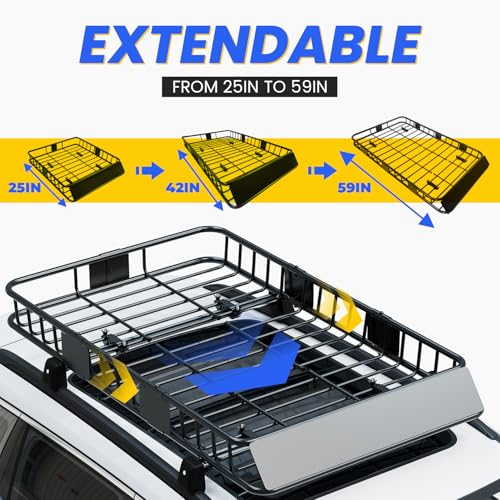 59" x 39" x 5.1" Universal Adjustable Roof Rack Cargo Carrier