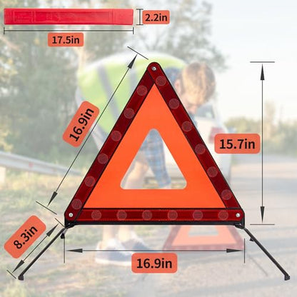 3PACK Car Warning Triangle Heavy Reflective Warning Road Safety Triangle Kit Suitable for car Breakdown and Temporary Parking on the Road