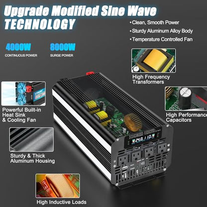 4000 Watt Power Inverter 24V to 110V 120V for Vehicle
