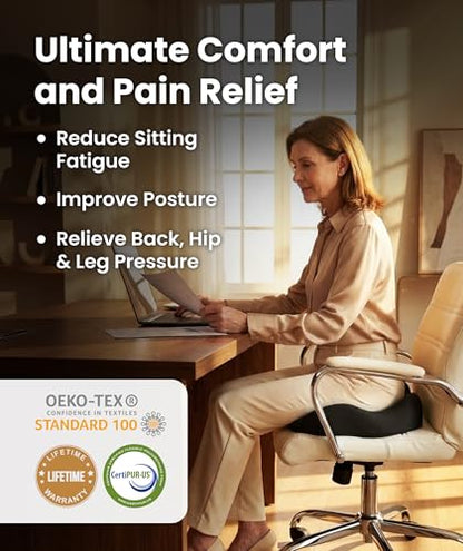 Elevate Series by Everlasting Comfort Doctor Recommended Memory Foam Seat Cushion for Office Chairs & Car