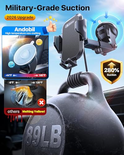 Military Grade Phone Holders for Your Car 【89+ LBS Strongest Suction & Metal Clip】 2026 Ultimate Car Phone Holder