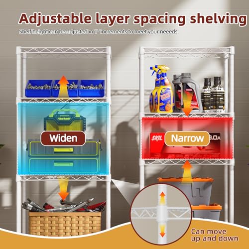 4 Small Wire Shelves Kitchen Pantry Close Home Organizers and Storage Bathroom Shelf Laundry Room Organization Adjustable Book Metal Garage Shelving Unit