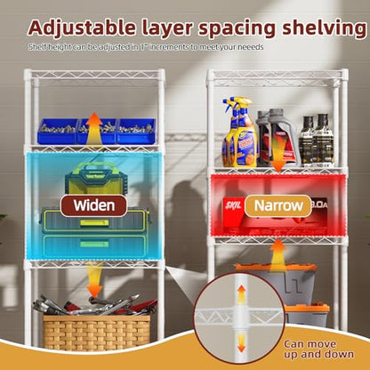 4 Small Wire Shelves Kitchen Pantry Close Home Organizers and Storage Bathroom Shelf Laundry Room Organization Adjustable Book Metal Garage Shelving Unit