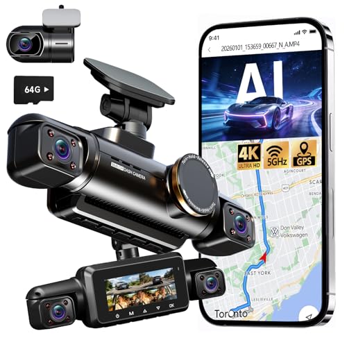 360° View 4K 2160P Dash Cam Front and Rear