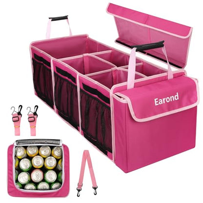 Collapsible Trunk Organizer with Insulated Leakproof Cooler Bag