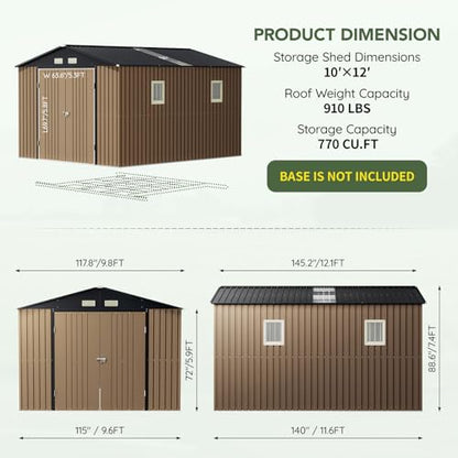 10 x 12 FT Metal Storage Shed for Backyard