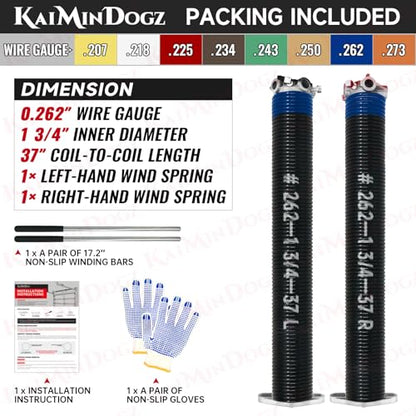 Pair of 1.75" Garage Door Torsion Springs Set with Non