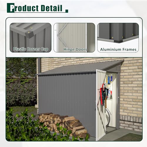 4x8 FT Lean to Metal Shed