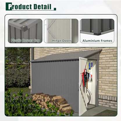 4x8 FT Lean to Metal Shed