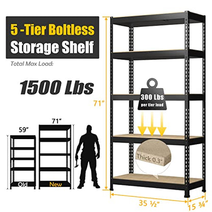 71" H Heavy Duty Storage Shelves (5 Count)