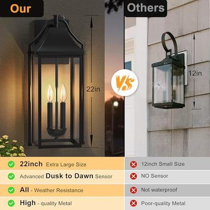 22IN Dusk to Dawn Outdoor Wall Sconce