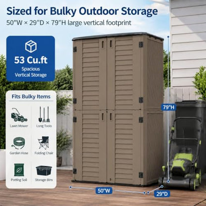 53 Cu.Ft Tall Outdoor Storage Shed with Reinforced Floor