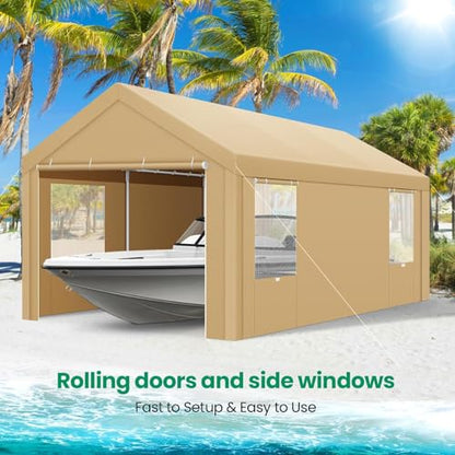 10x20 FT Heavy Duty Carport with Galvanized Frame