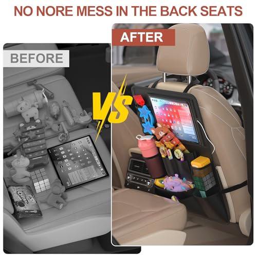 2 Pack Backseat Car Organizer with Tablet Charging Port for Kids Travel (2 Count)