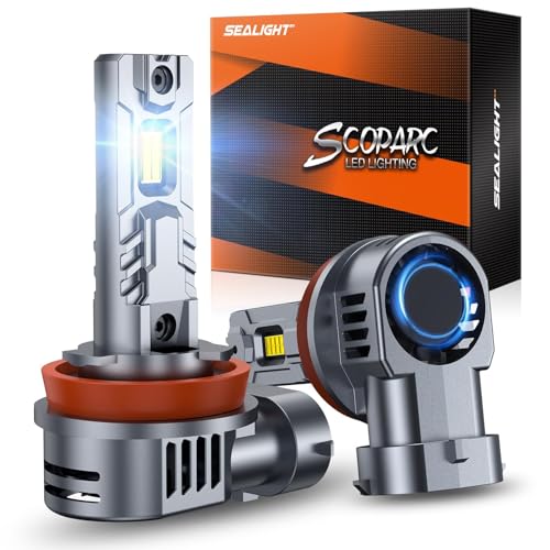 H9/H11/H16 Lights 80,000LM Extra Wide View, 6500K Cooling Fan 1:1 Stock Bulbs Size H11 LED Fog Bulbs For ATV, Plug-N-Play, 2 Pack (2 Count)
